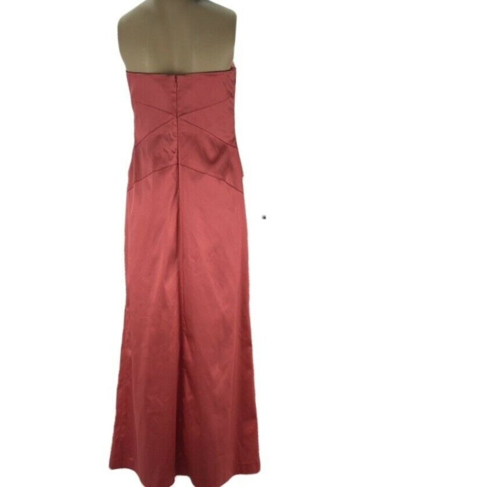 Phoebe Couture Strapless Red Satin Evening Gown - Picture 2 of 9